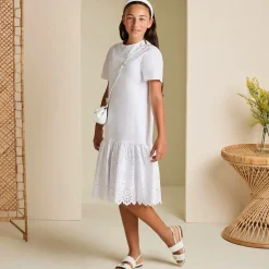 Dolce amp; Gabbana Girls White Leather Crochet Sandals New