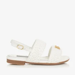 Dolce amp; Gabbana Girls White Leather Crochet Sandals New