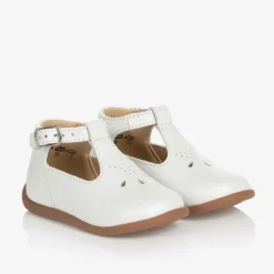 Pom dApi Girls White Leather First Walker Shoes Clearance