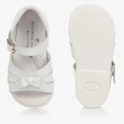 Childrens Classics Girls White Leather Sandals Outlet