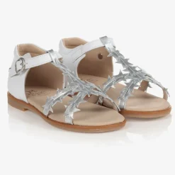 Manuela de Juan Girls White Leather Sandals Outlet