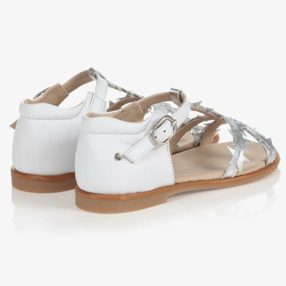 Manuela de Juan Girls White Leather Sandals Outlet