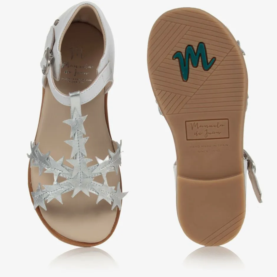 Manuela de Juan Girls White Leather Sandals Outlet