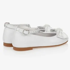 Childrens Classics Girls White Leather Shoes Outlet