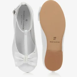 Childrens Classics Girls White Leather Shoes Outlet