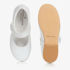 Childrens Classics Girls White Leather Shoes New