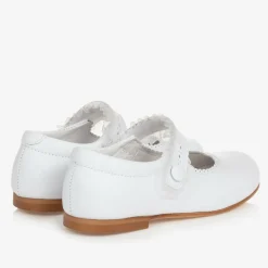 Childrens Classics Girls White Leather Shoes New