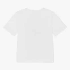 Stella McCartney Kids Girls White Logo Print Cotton T-Shirt Best