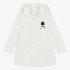 Moncler Enfant Girls White Logo Raincoat Hot