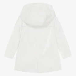 Moncler Enfant Girls White Logo Raincoat Hot