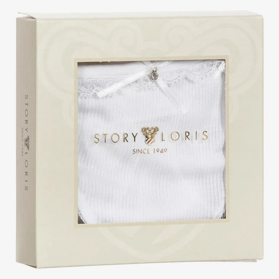 Story Loris Girls White Modal & Lace Knickers Online