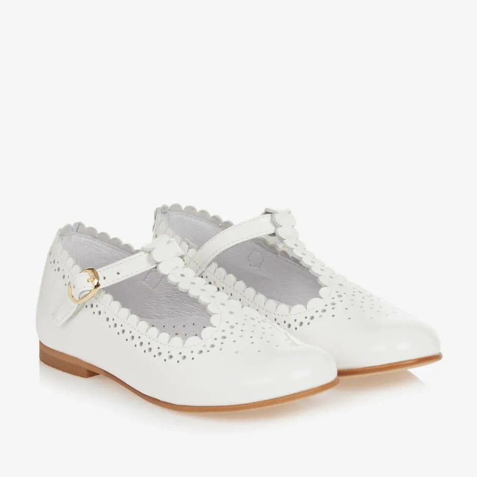Beatrice amp; George Girls White Patent Leather T-Bar Shoes Outlet