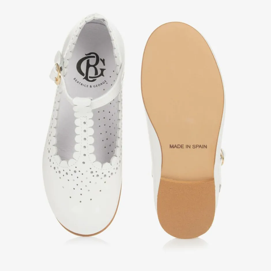 Beatrice amp; George Girls White Patent Leather T-Bar Shoes Outlet