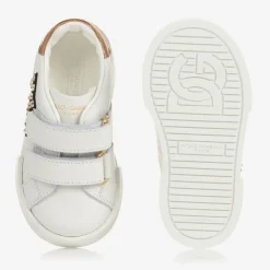 Dolce amp; Gabbana Girls White Rhinestone DG Trainers Hot