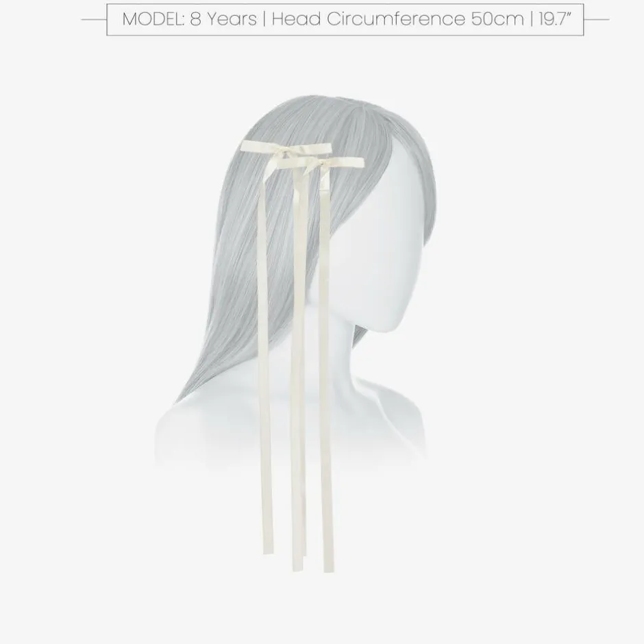 Junona Girls White Satin Bow Hair Clips (2 Pack) Outlet