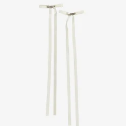 Junona Girls White Satin Bow Hair Clips (2 Pack) Outlet