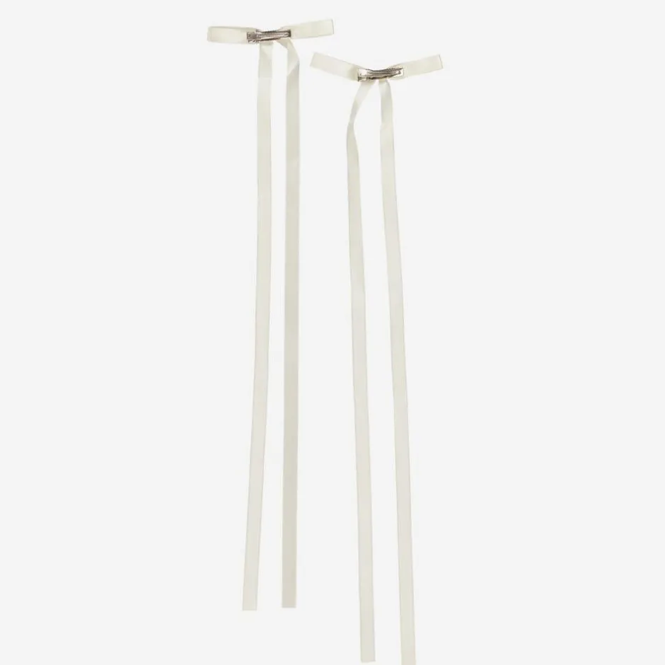 Junona Girls White Satin Bow Hair Clips (2 Pack) Outlet