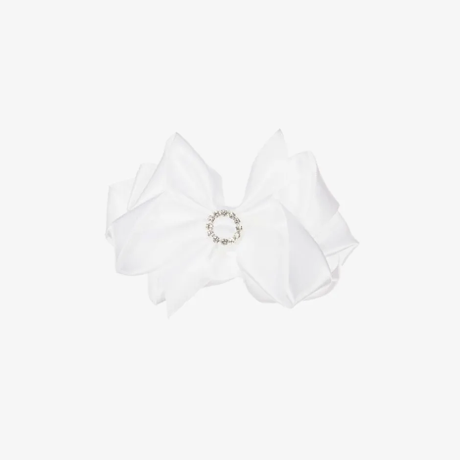 Bowtique London Girls Satin Bow Hair Clip (10cm) White Sale