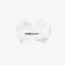 Bowtique London Girls Satin Bow Hair Clip (10cm) White Sale