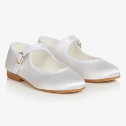 Beatrice amp; George Girls White Satin Mary Jane Pumps New