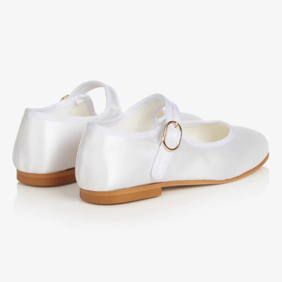 Beatrice amp; George Girls White Satin Mary Jane Pumps New