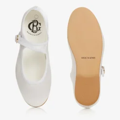 Beatrice amp; George Girls White Satin Mary Jane Pumps New