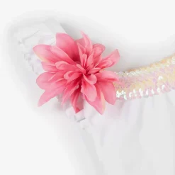 Selini Action Girls White Sequin & Floral Swimsuit Discount