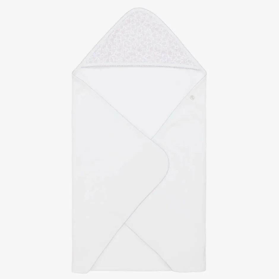 Kissy Kissy Girls White Summer Gardens Hooded Towel & Mitt Set New