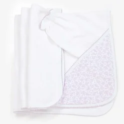 Kissy Kissy Girls White Summer Gardens Hooded Towel & Mitt Set New