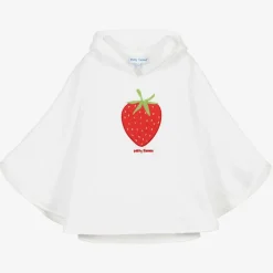 Mitty James Girls White Towelling Strawberry Poncho Hot