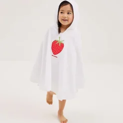 Mitty James Girls White Towelling Strawberry Poncho Hot