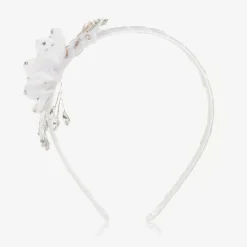 Sevva Girls White Tulle Flower Hairband Clearance