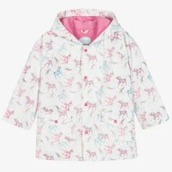 Powell Craft Girls White Unicorn Print Raincoat Best