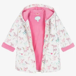 Powell Craft Girls White Unicorn Print Raincoat Best