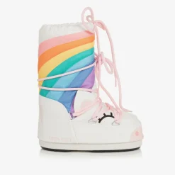 Moon Boot Girls White Unicorn Rainbow Snow Boots Discount