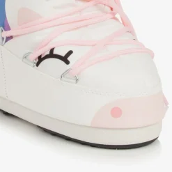 Moon Boot Girls White Unicorn Rainbow Snow Boots Discount