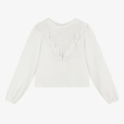 Mayoral Girls White Viscose Frill Blouse Hot