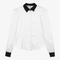 Moschino Kid-Teen Girls White Viscose Satin Blouse New
