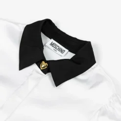 Moschino Kid-Teen Girls White Viscose Satin Blouse New