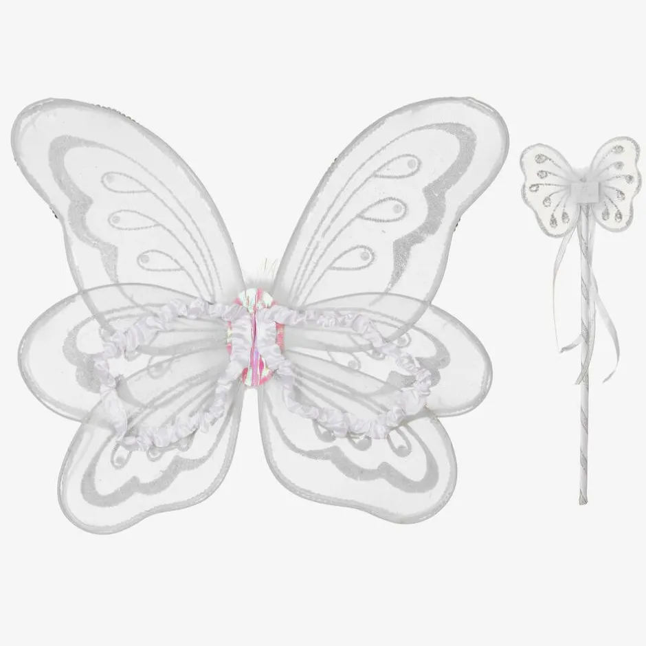 Dress Up by Design Girls White Wings & Wand Dressing-Up Set Clearance