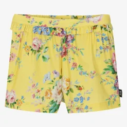 Rock Your Baby Girls Yellow Cotton Floral Shorts Clearance