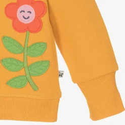 Frugi Girls Yellow Cotton Flower Sweatshirt Sale