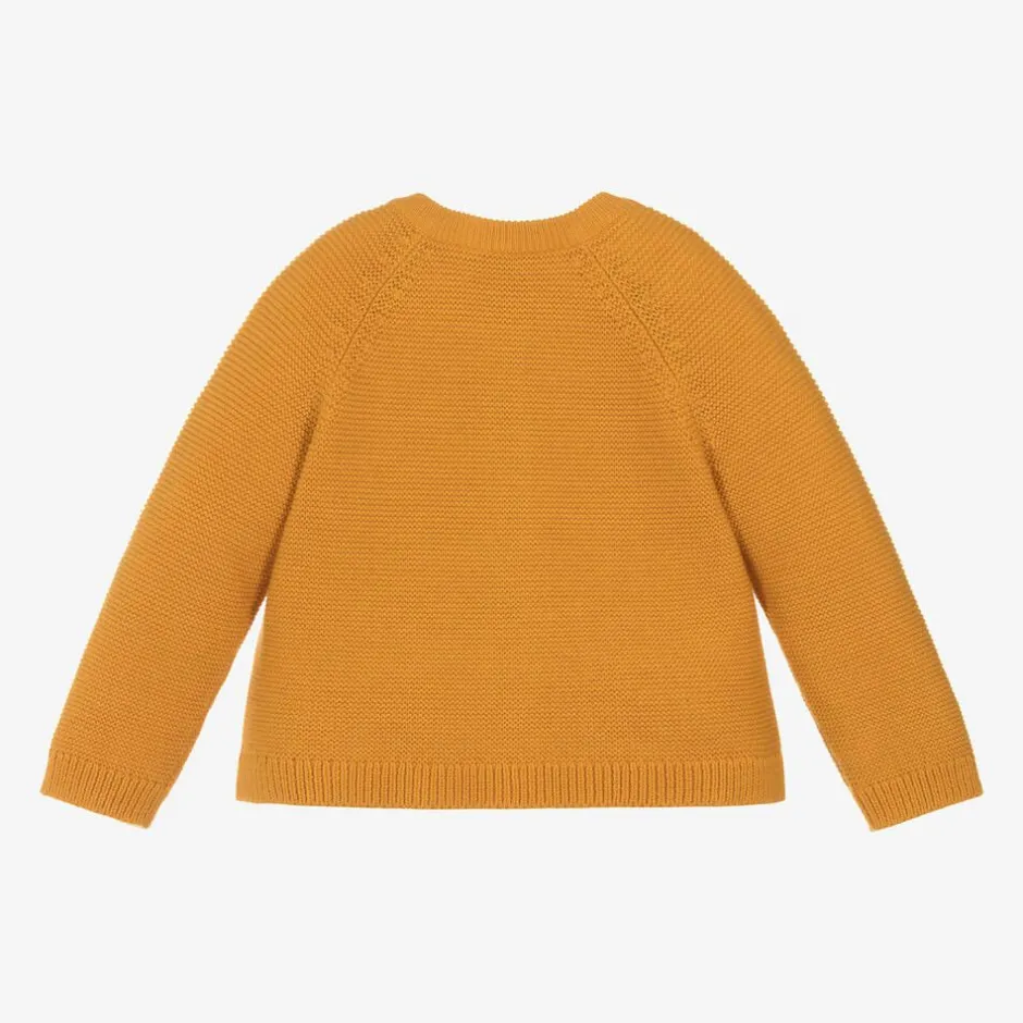 Frugi Girls Yellow Cotton Knit Rabbit Cardigan Best