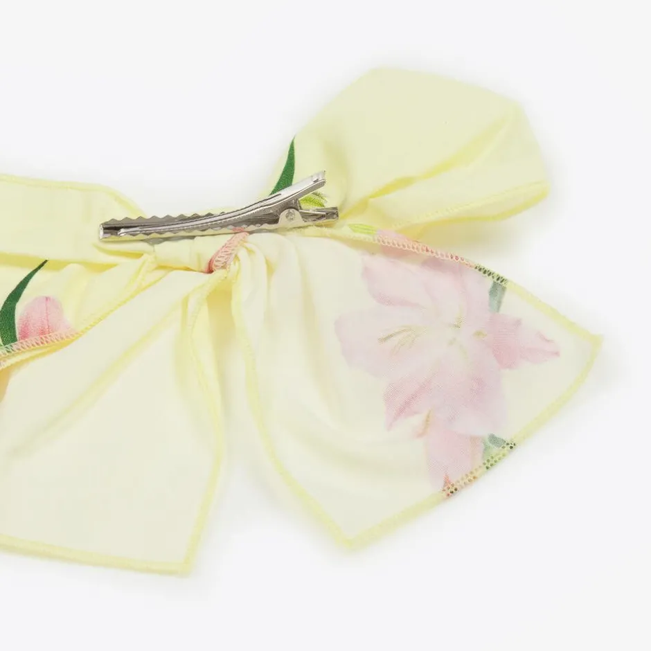 Phi Clothing Girls Yellow Floral Cotton Hair Clip (16cm) Clearance