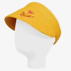 Gucci Girls Yellow Flower Straw Sun Visor New