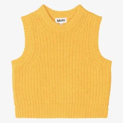 Molo Girls Yellow Knitted Wool Slipover Brilliance Hot