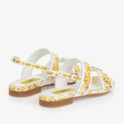 Dolce amp; Gabbana Girls Yellow Leather Majolica Sandals Clearance