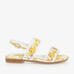 Dolce amp; Gabbana Girls Yellow Leather Majolica Sandals Clearance