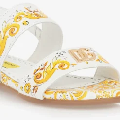 Dolce amp; Gabbana Girls Yellow Leather Majolica Sandals Clearance