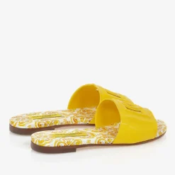 Dolce amp; Gabbana Girls Yellow Leather Majolica Sliders Best